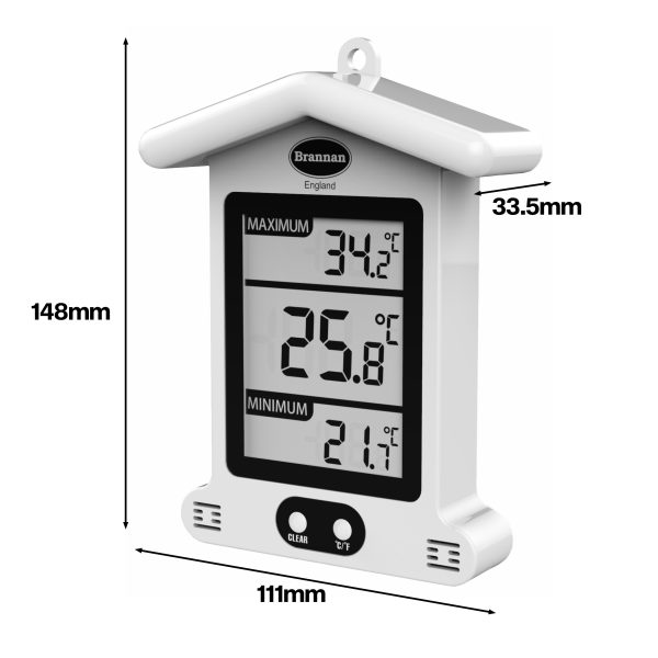Brannan Weatherproof Digital Max Min Thermometer in White