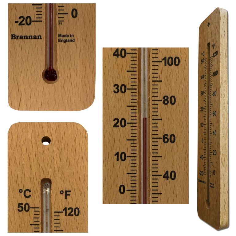 Brannan Wooden Spirit Wall Thermometer