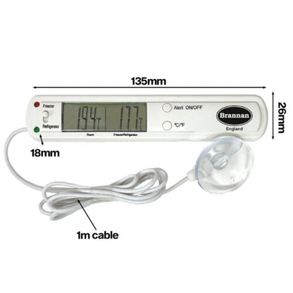 Brannan Digital Fridge / Freezer Thermometer with Alarm