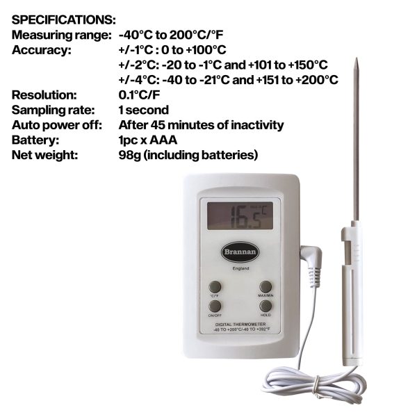 Brannan Hand-held Digital Probe Thermometer