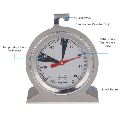 Brannan Stainless Steel Dial Fridge Freezer Thermometer