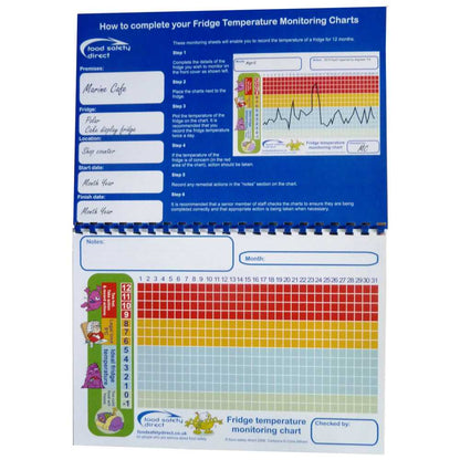 Fridge Temperature Monitoring Charts Book (A4 Size)